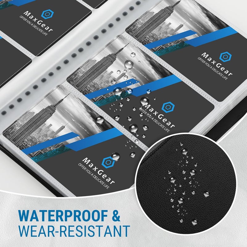 MaxGear Business Card Organizer, 240 Cards Book Portable Business Card Holder for Men & Women, Professional PU Credit Cards Binder File Storage, Black - Image 4